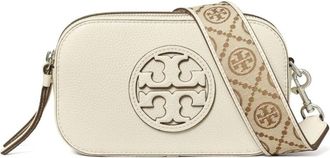 Tory Burch Textured Leather Dual-Compartment Crossbody Bag - Dames - Schoudertassen - Beige - ONE Size - Leer - Tassen