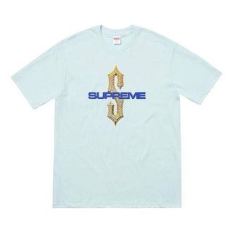 SUPREME SS18 Diamonds Tee Pale Blue Diamond Printing Short Sleeve Unisex SUP-SS18-0113