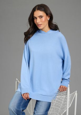 Flashlights Kapuzenpullover FLASHLIGHTS, Damen, Gr. 32/34, blau m&eacute;lange, Feinstrick, Obermaterial: 50% Viskose, 28% Polyester, 22% Polyamid, unifarben, oversize h