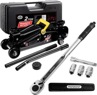 Deuba Gato Hidr&aacute;ulico 2t Elevador De Coches 6 Piezas Con Llave Dinamom&eacute;trica Accesorios Altura De Elevaci&oacute;n 135-330mm - Deuba