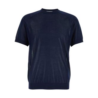 KANGRA Round-neck Knitwear, male, Blue, Size: 2XL Maglia Giro M/M F.18gg