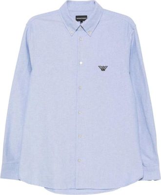 Emporio Armani Katoenen overhemd - Heren - Overhemden - Blauw - Maat: XL Katoen