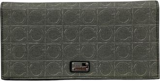 Ferragamo Gancini Gray Leather Long Wallet (Bi-Fold) (Pre-Owned)