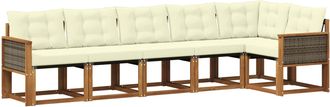 vidaXL Conjunto De Sof&aacute;s De Exterior 6 Uds. Natural Y Crema Vidaxl
