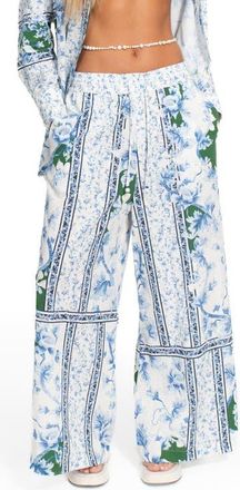 Agua Bendita Nader Print Wide Leg Cover-Up Pants in Blue at Nordstrom, Size Medium
