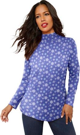 Roaman's Ultimate Mockneck Tunic in Blue Falling Flakes at Nordstrom, Size Large