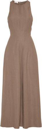 Brunello Cucinelli Bruine Gerende Rok Jurk - Dames - Maxi kleedjes - Bruin - L - Kleedjes