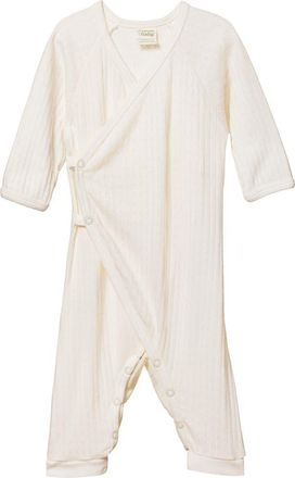 Nature Baby Faux Wrap Pointelle Romper in Natural at Nordstrom, Size Newborn
