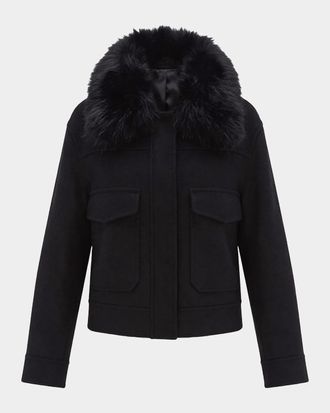 Gorski Cashmere And Wool Jacket With Detachable Goat Shearling Collar