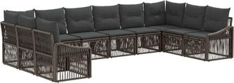 vidaXL Conjunto De Sof&aacute;s De Jard&iacute;n 10 Uds. Gris Rat&aacute;n Sint&eacute;tico Vidaxl