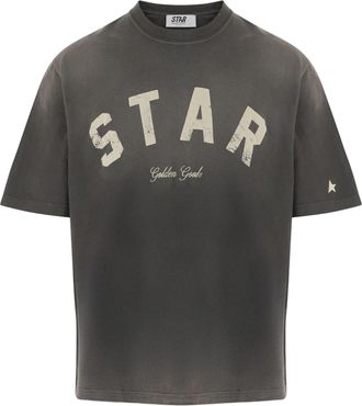 Golden Goose Dark Gray Vintage Logo Print Cotton T-Shirt