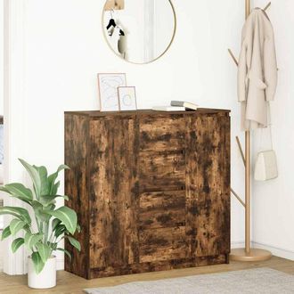 Berkfield Home Sideboard with Drawers Smoked Oak 100.5x35x98.5 cm Engineered Wood in Brown