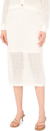 CeCe by Cynthia Steffe Open Stitch Midi Skirt in Antique White at Nordstrom, Size X-Large
