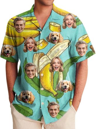 Generic Custom Hawaiian Shirt for Men, Personalised Face Shirt, Shiteshirts for Men, Funny Hawaiian Shirts, Button Down Short Sleeve