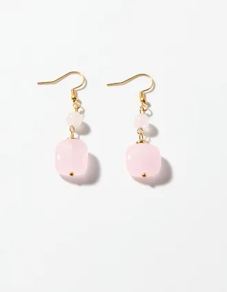 Simons Womens Long square stone earrings