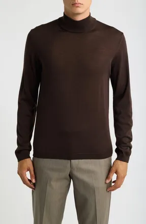 Jack Victor Mock Neck Wool & Silk Sweater in Brown at Nordstrom, Size Xx-Large