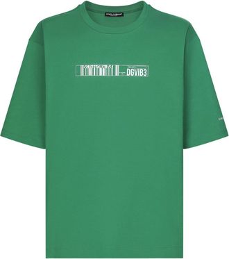 Dolce & Gabbana barcode-print cotton T-shirt - men - Cotton - M - Green