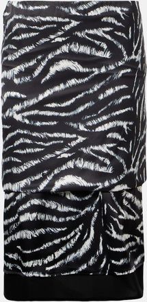 The Attico Zebra-print satin midi skirt