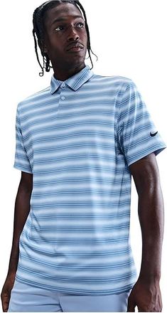 Nike Dri-FIT Good Polo Short Sleeve Stripe Mens Clothing Work Blue/Hydrogen Blue/Black : 2XL, Elastane/Polyester