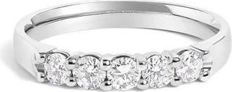House of Brilliance 14K Gold 1/2 Ctw Diamond 5 Stone Band Ring in White Gold at Nordstrom, Size 4.5