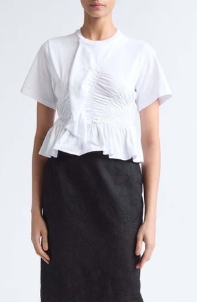 Cecilie Bahnsen Ace Ruched T-Shirt in White at Nordstrom, Size X-Small