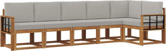 vidaXL Conjunto De Sof&aacute;s De Exterior 6 Uds. Natural Y Gris Claro Vidaxl