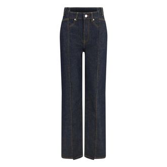 Ganni Jeans de Denim con Pliegues - Jeans - Mujer - Azul - W27
