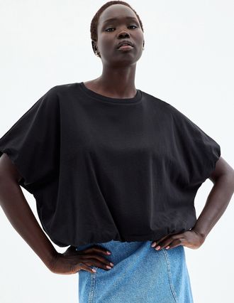 Contemporaine Womens Organic cotton bubble-hem T-shirt