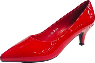 Generic Womens Stiletto Heel Faux Patent Leather Ladies Wedding Party Dress Court Shoes (Red, UK Footwear Size System, Adult, Women, Numeric, Medium, 5)