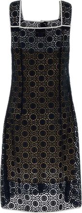 Miu Miu Womens Midnight Blue Macrame Lace Dress Bleu Abiti