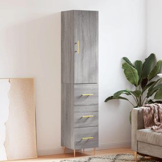 vidaXL Aparador Alto Madera Contrachapada Gris Sonoma 34,5x34x180 Cm Vidaxl