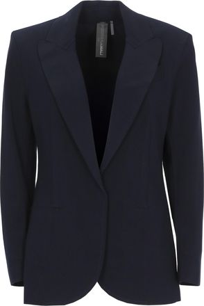 Norma Kamali Blue Velcro Peak Lapel Blazer