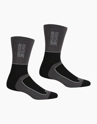Regatta Mens Regatta Mens Samaris 2 Season Socks (Pack of 2) - Black - Size: 9/9.5/10/10.5/11/11.5/12