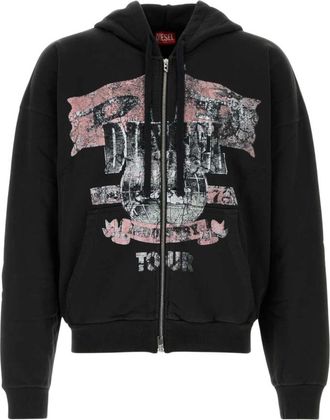 Diesel S-Will-Zip Zip-through Hoodie - Heren - Sweatshirts & Hoodies - Zwart - Maat: XL Katoen