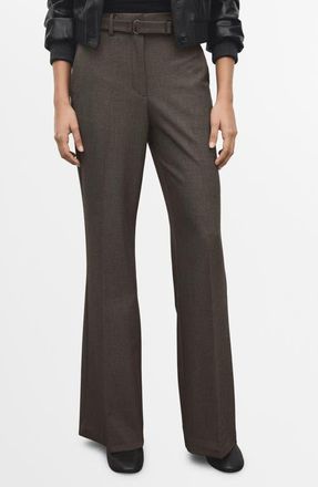Mango Belted Straight Leg Pants in Brown at Nordstrom, Size 10