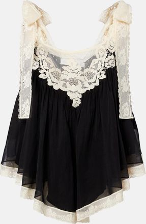 Zimmermann Roselight lace-trimmed cotton and silk top