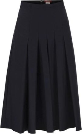 Max Mara Mstvolume Midi Rok - Dames - Midirokken - Blauw - S - Katoen - Rokken