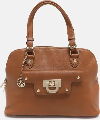 DKNY Dkny Brown Leather Satchel