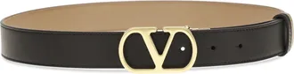 Valentino Garavani Womens Belt H. 30 Reversibile | Vlogo Signature Nero-Smokey Brown E Braces Nero/smokey