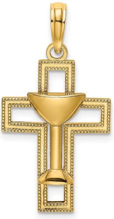 Diamond2Deal 10k Yellow Gold Polished Cross Communion Cup Charm