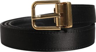 Dolce & Gabbana Men Black Classic Viscose Metal Buckle Belt Calf Leather