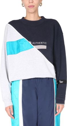 1/OFF Color-Block Diagonal Design Crew Neck Sweatshirt