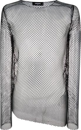 Dsquared2 long-sleeve mesh top - men - Polyamide/Spandex/Elastane - XXXL - Black