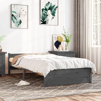 Berkfield Home Bed Frame Grey Solid Wood 75x190 cm Small Single