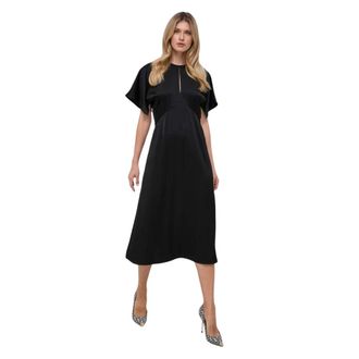 Michael Kors Crepe Stretch Ponte Midi Jurk - Dames - Casual kleedjes - Zwart - S - Polyester - Kleedjes
