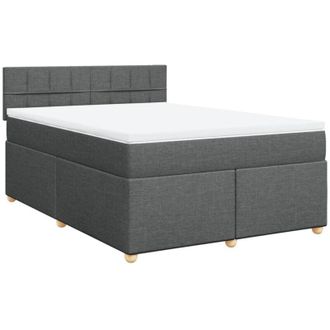 vidaXL Cama Box Spring Con Colch&oacute;n Tela Gris Oscuro 140x200 Cm Vidaxl