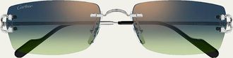 Cartier Mens CT0550S-008 Metal Rectangle Sunglasses