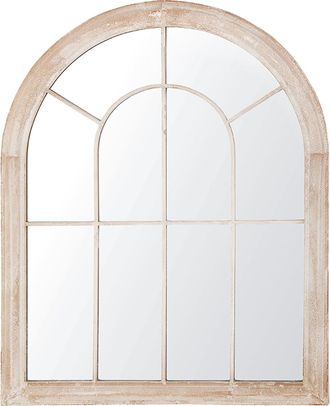 Beliani Beliani - Espejo De Pared De Metal Beige 69 X 89 Cm Efecto Envejecido Forma De Ventana Tradicional Vintage Embry