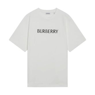 Burberry T-Shirts, male, White, Size: 2XL Logo Cotton T-shirt