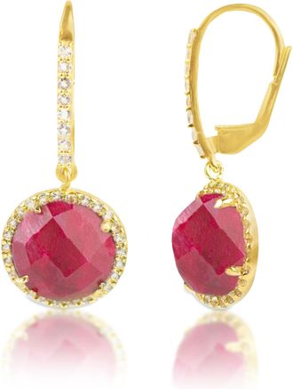 MAX + STONE 18k Gold Over Sterling Silver 6.5 Ct. Round Gemstone Dangle Earrings